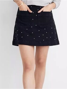 Madewell Stretch Denim A-Line Mini Skirt: Star Stud Edition